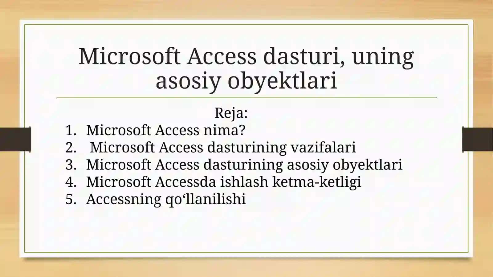 Microsoft Access dasturi, uning asosiy obyektlari 2