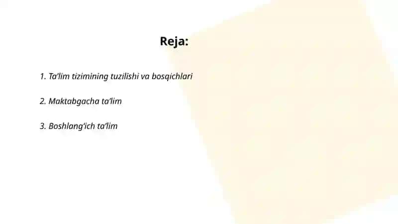 Oʻzbekiston respublikasi taʼlim tizimi 2