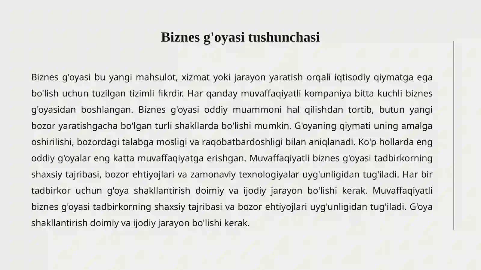 Biznes g'oyalarni shakllantirish 2