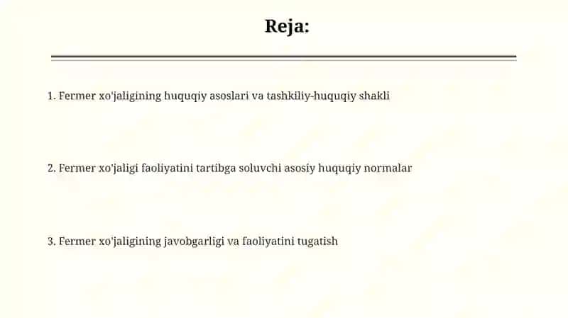 Dehqon xoʻjaligini huquqiy holati 2