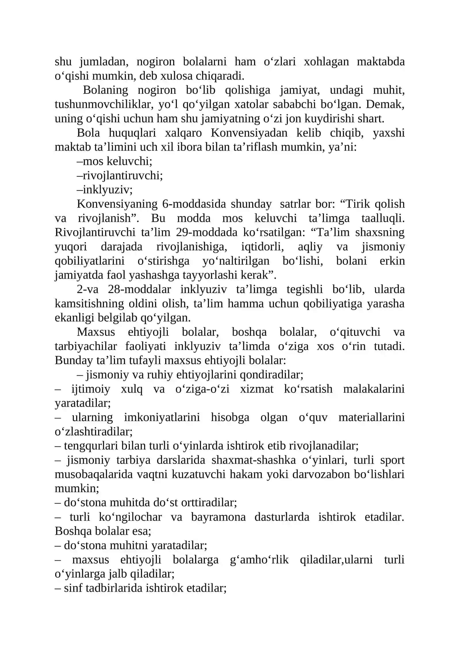 O‘zbekistonda Inklyuziv Ta’Limga Muhtoj Bo‘lgan Bolalar Bilan Ishlash 2