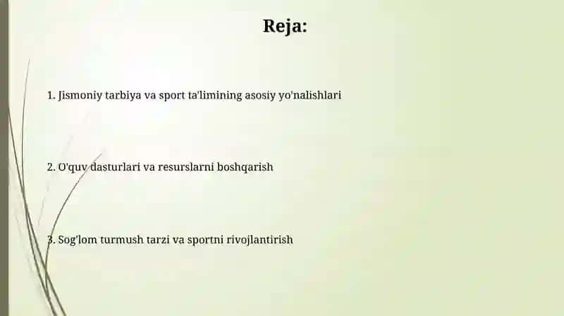 Jismoniy tarbiya va sport ta'limini loyihalashtirish va boshqarish 2