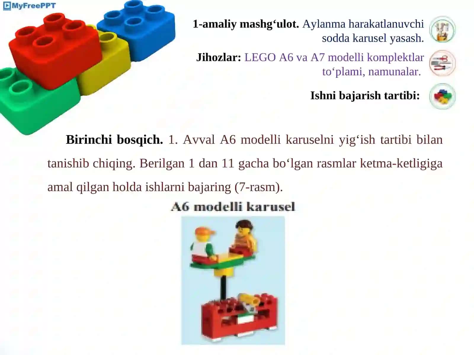 5-sinf texnologiya darsligi asosida 51-mavzu: 1-amaliy mashg‘ulot.Aylanma harakatlanuvchi sodda karusel yasash 2