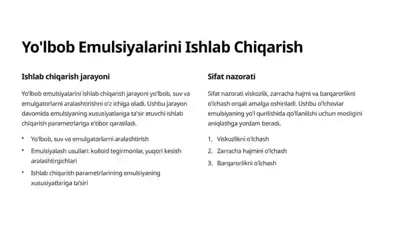 Yo'lbob Emulsiyalar 2