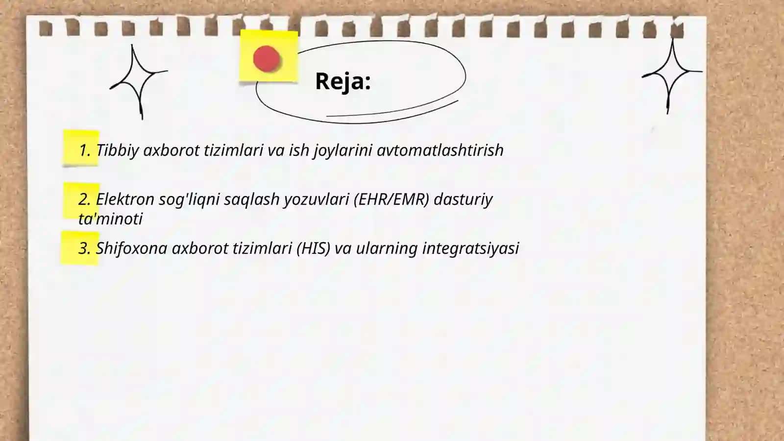 Tibbiyotda ishchi orinlarni avtomatlashtirishda va tibbiy masalalarni yechishda axborot texnalogiyalari. Dasturiy taminot 2