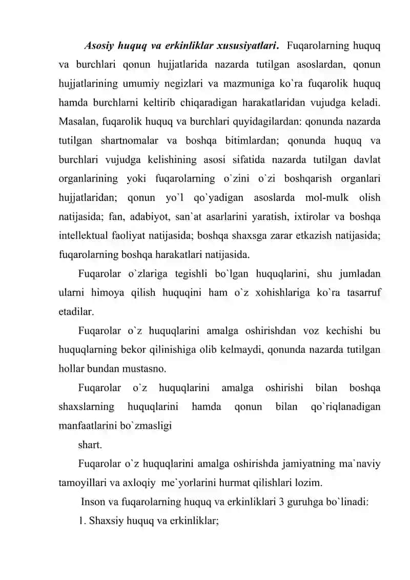 O`zbekiston Respublikasida fuqarolik. Fuqarolarning  konstitutsiyaviy burshlari 2