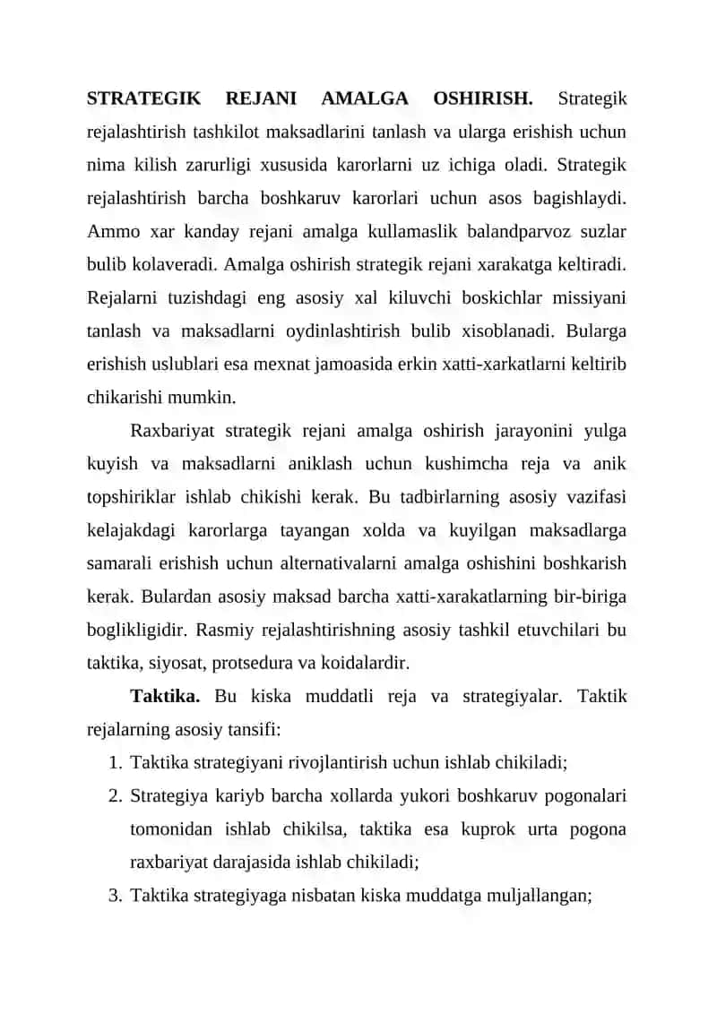 Strategiyani amalga oshirish usullari 2