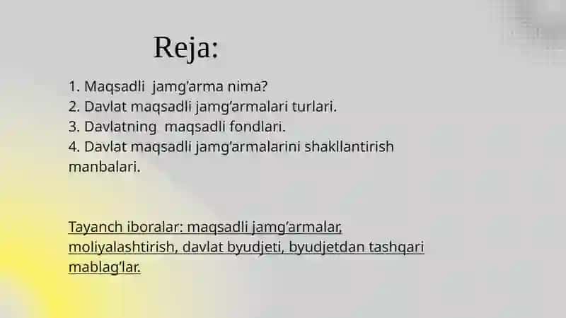 Davlatning Maqsadli jamg'armalari 2