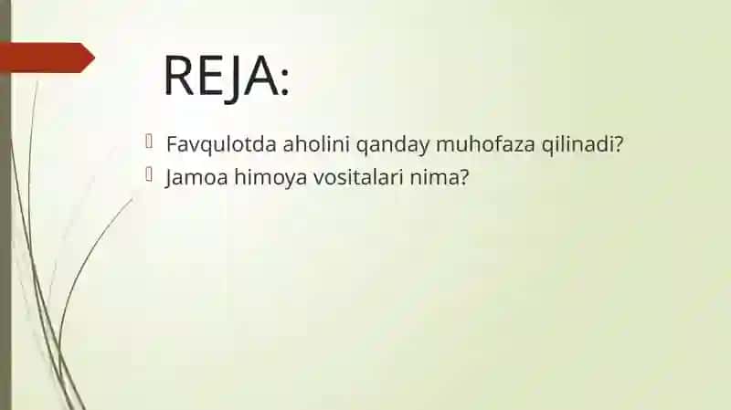 Favqulotda vaziyatda aholini muhofaza qilish.Jamoa himoya vositalari. 2