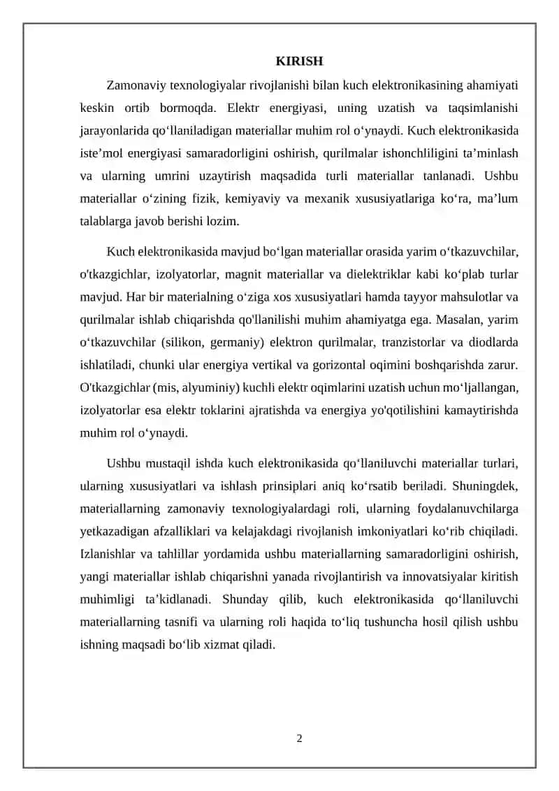 Zamonaviy texnologiyalar rivojlanishi bilan kuch elektronikasi 2