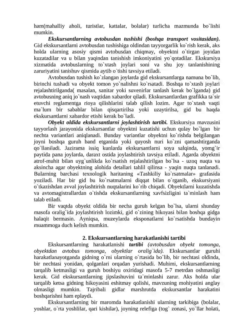 Ekskursiya Xizmatining Tashkiliy Masalalari 2