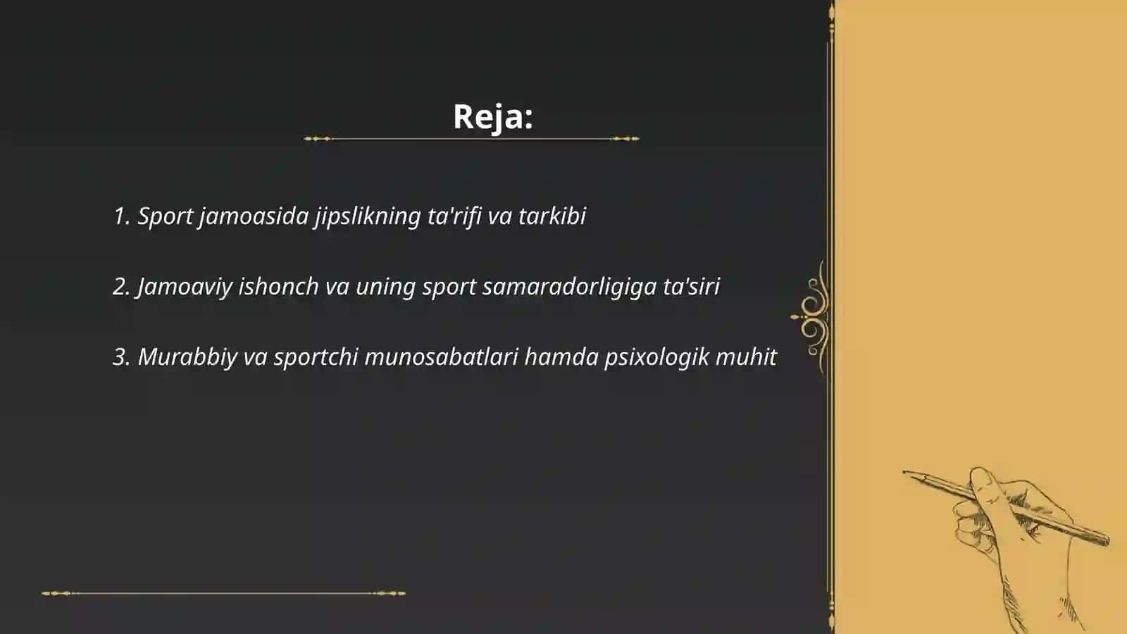 Sport jamosida jipislik va psixologik muhit 2
