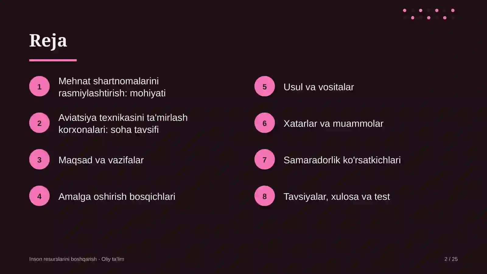 Aviatsiya texnikasini ta'mirlash korxonalarida mehnat shartnomalarini rasmiylashtirish 2