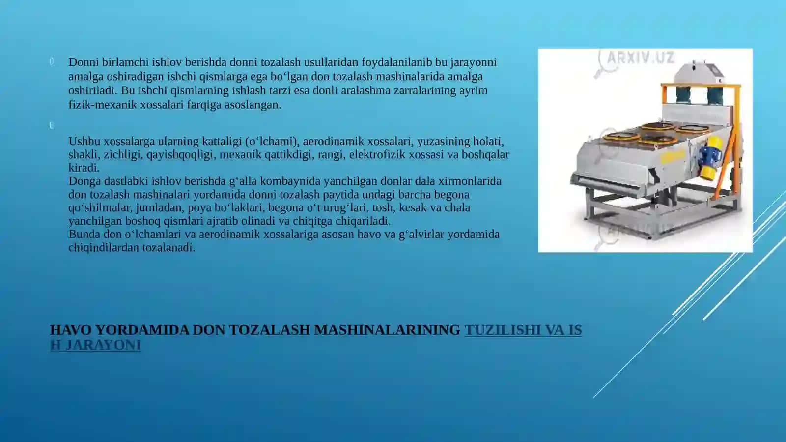 Don tozalash mashinalarining tuzilishi va ish jarayoni 2