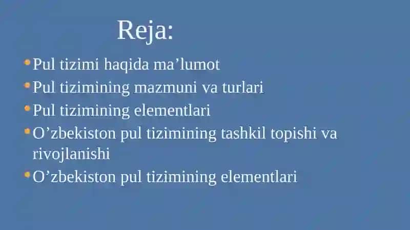 Pul tizimi:mazmuni,turlari va elementlari 2