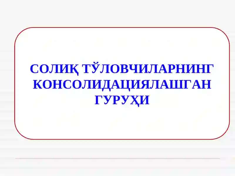Солиқ тўловчиларнинг консолидациялашган гуруҳи 2
