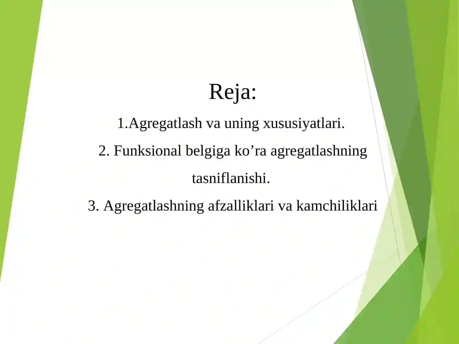 "AGREGATLASHNING AFZALLIKLARI VA KAMCHILIKLARI" 2