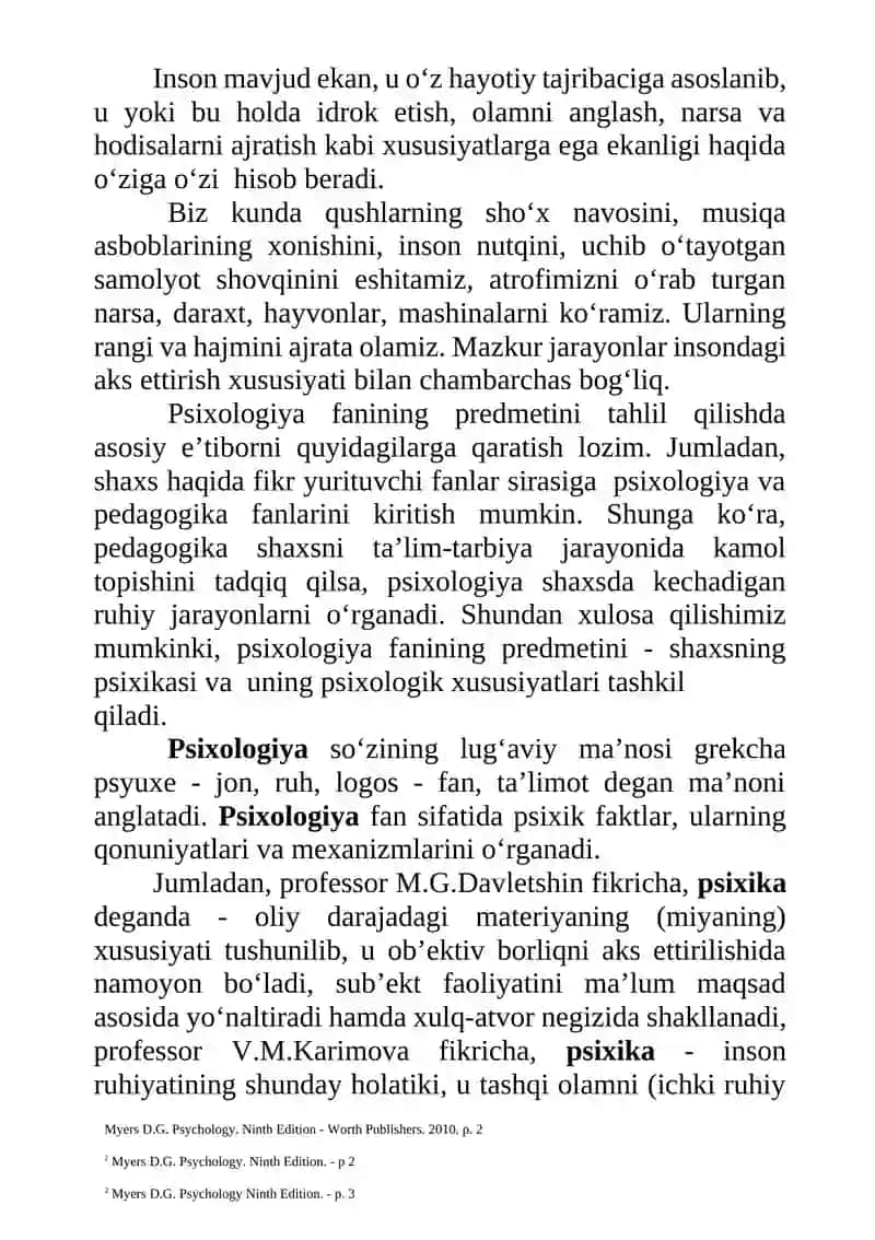MA’RUZA. PSIXOLOGIYANING FAN SIFATIDA SHAKLLANISHI. PSIXIKA VA ONGNING TARAQQIYOTI 2