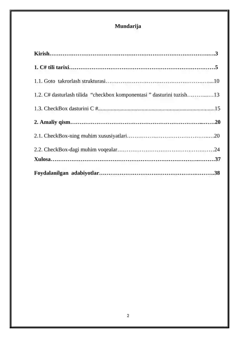 Checkbox komponentasi yordamida dasturlash 2