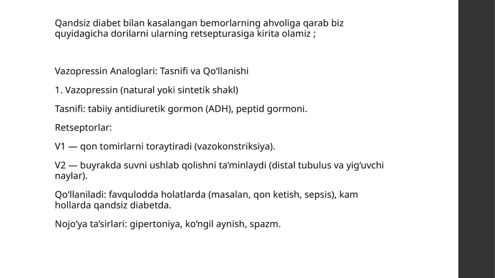 Qandsizdiabetda ishlatiladigan dorilar farmakologiyasi 2