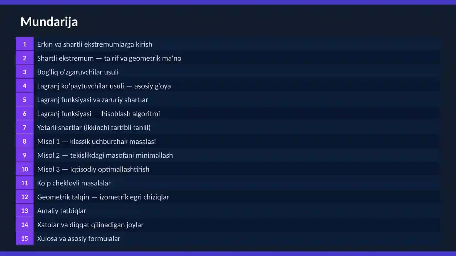 Ko'p o'zgaruvchili funksiyaning Shartli ekstremum tushunchasi 2