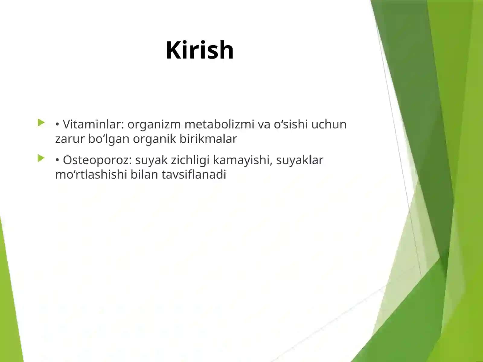 VITAMINLAR.OSTEOPAROZGA TASIR QILUVCHI VOSIYALAR 2