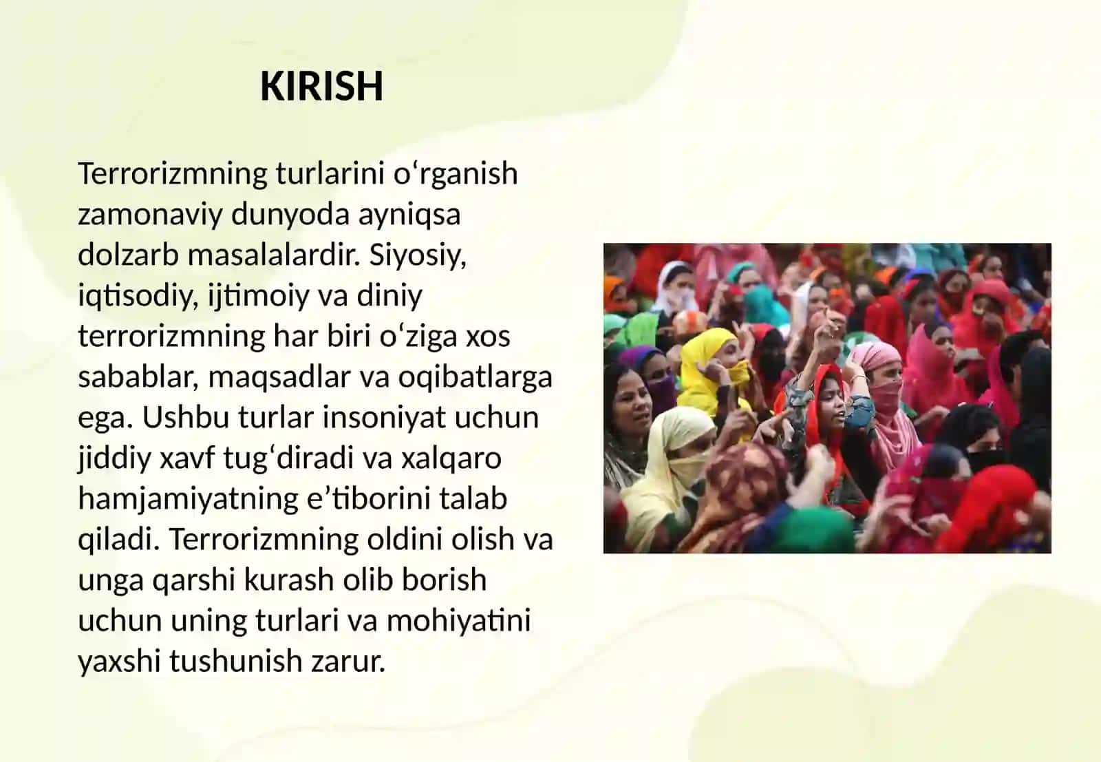 Terrorizmning turlari (siyosiy, iqtisodiy, ijtimoiy, diniy) 2