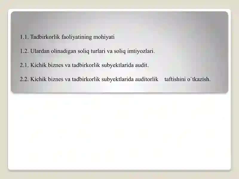 O’zbekistonda kichik tadbirkorlik subeyktlariga berilgan soliq va kredit imtiyozlari 2