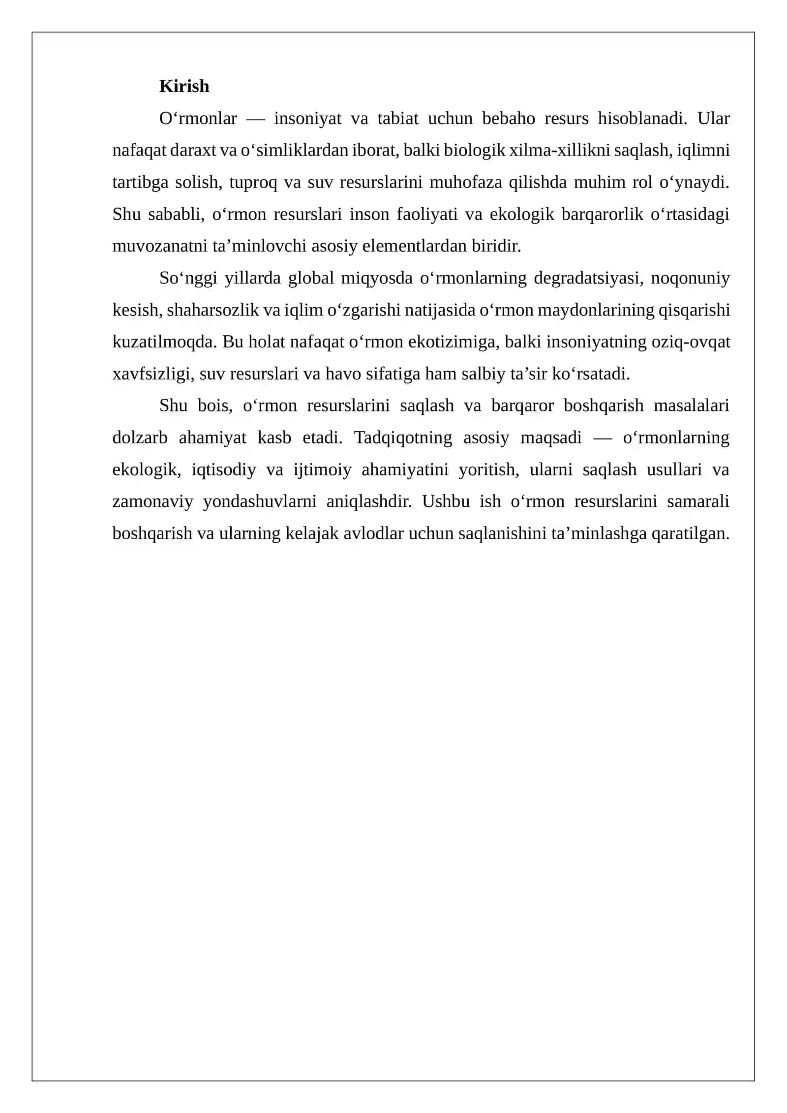 O'rmol resurslari va ularni saqlash 2