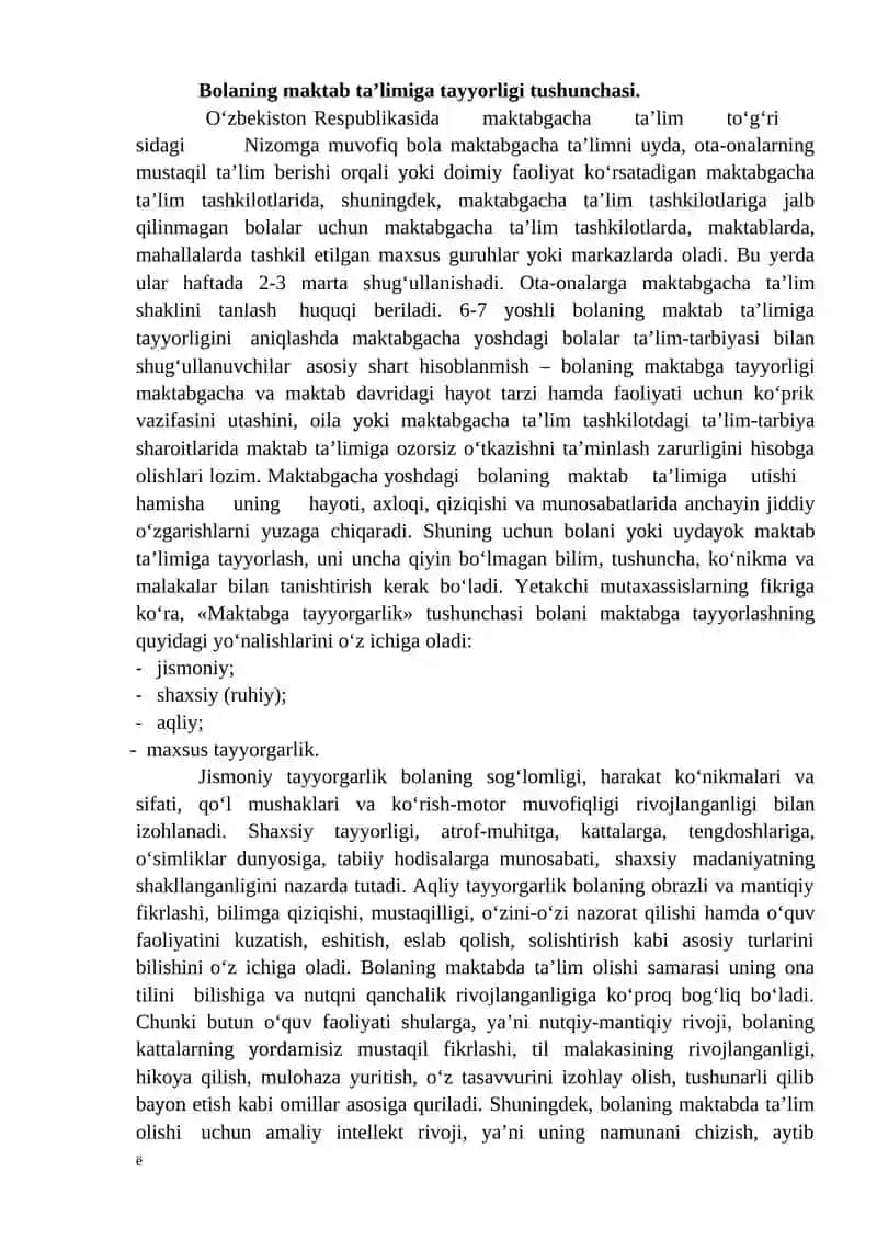 Bolalarni maktabga psixologik tayyorgarligi 2