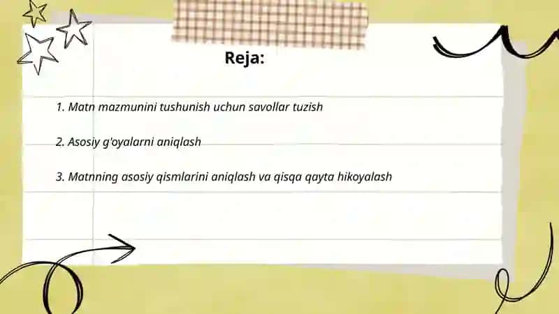 2-3-sinflarda namunaviy matnni qayta hikoyalash va bayon yozish uchun metodik tavsiyalar ishlab chiqish 2