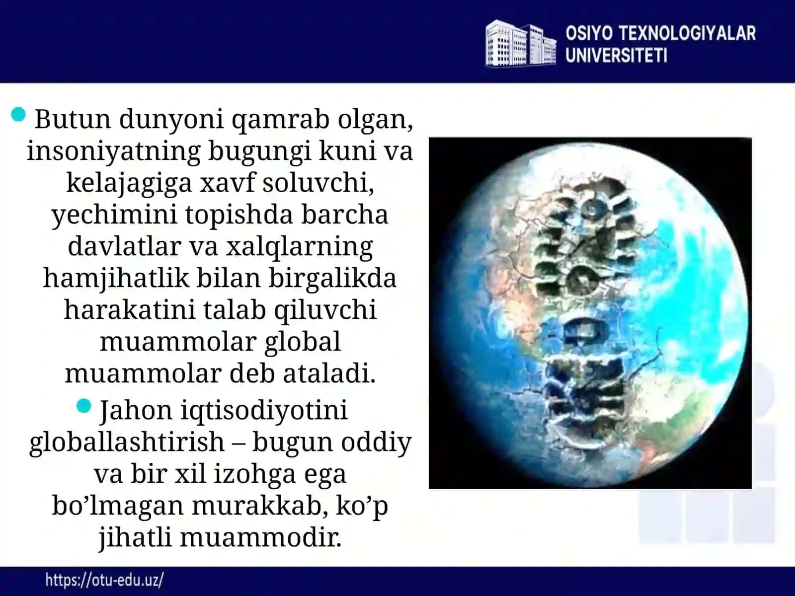 Global muammolar. Globalmuammolarning belgilari. Globalmuammolarning guruhlanishi 2