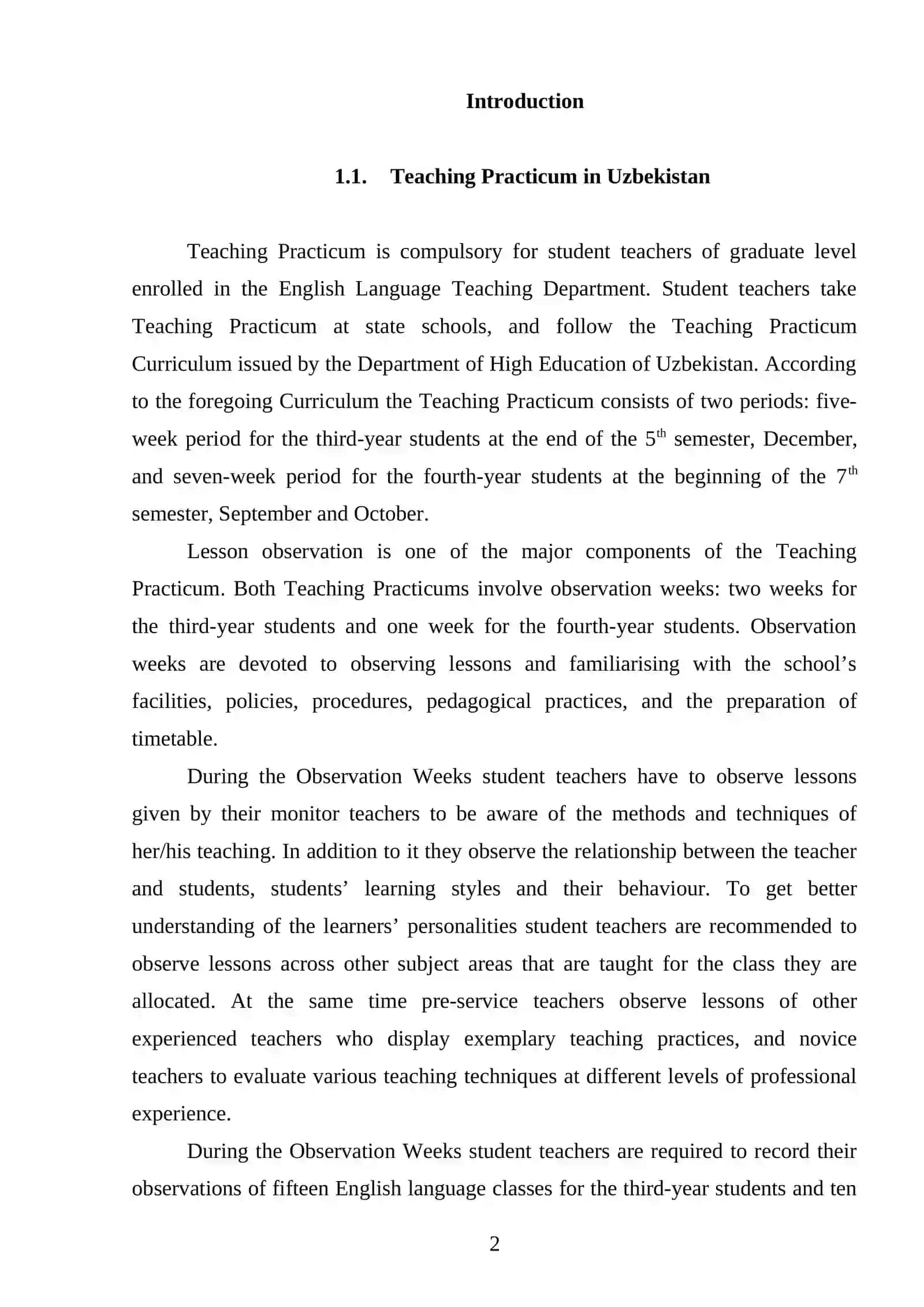 Teaching Practicum in Uzbekistan 2