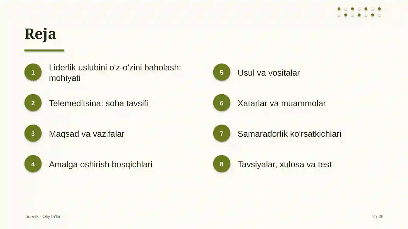telemeditsinada liderlik uslubini o'z o'zini baholash 4674 2