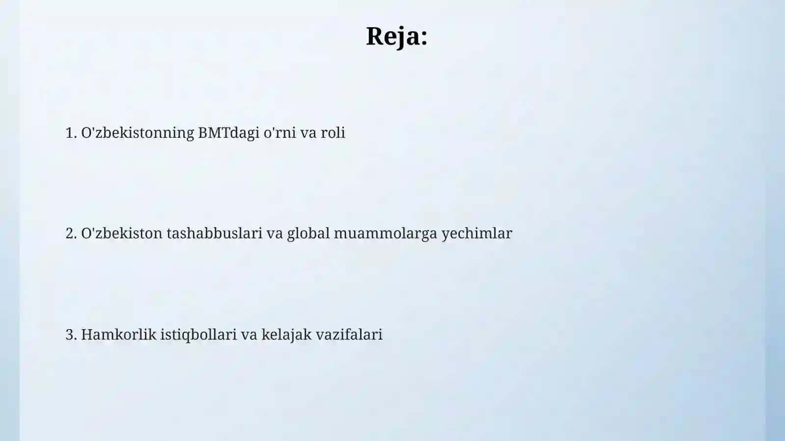 O'zbekistonning BMTga a'zoligi: Asosiy tamoyillar va maqsadlar 2