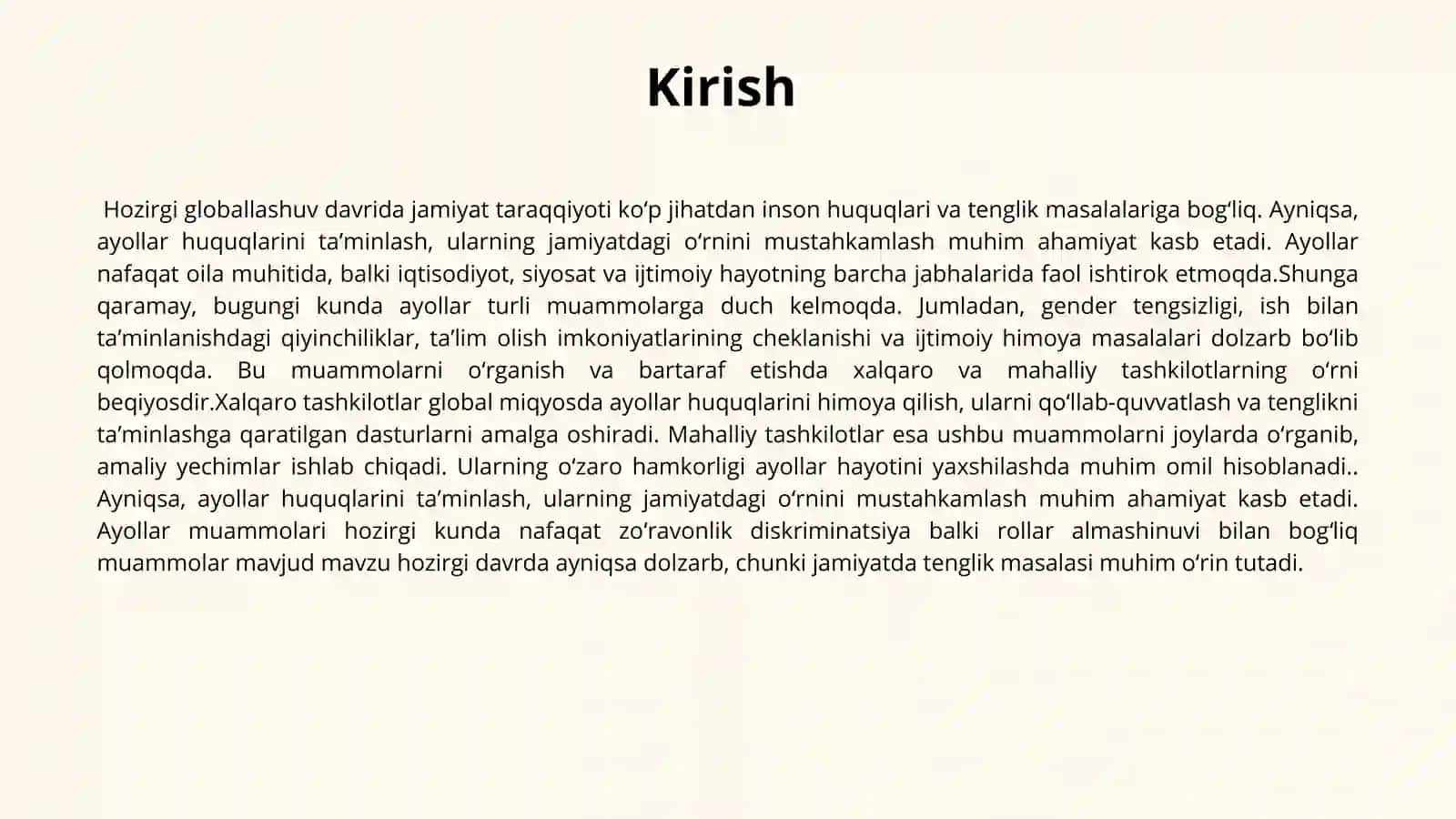 Ayollar muammolarini oʻrganishda xalqaro va mahalliy tashkilotlar oʻrni 2