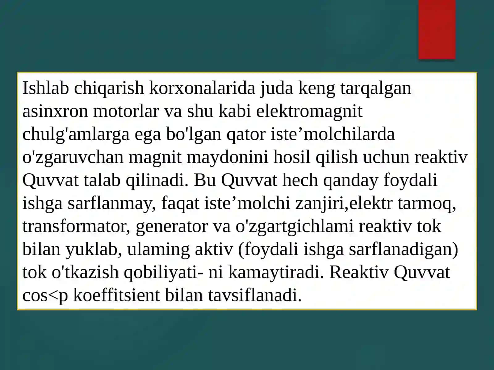 Quvvat koeffitsientini oshirish yo‘llari 2