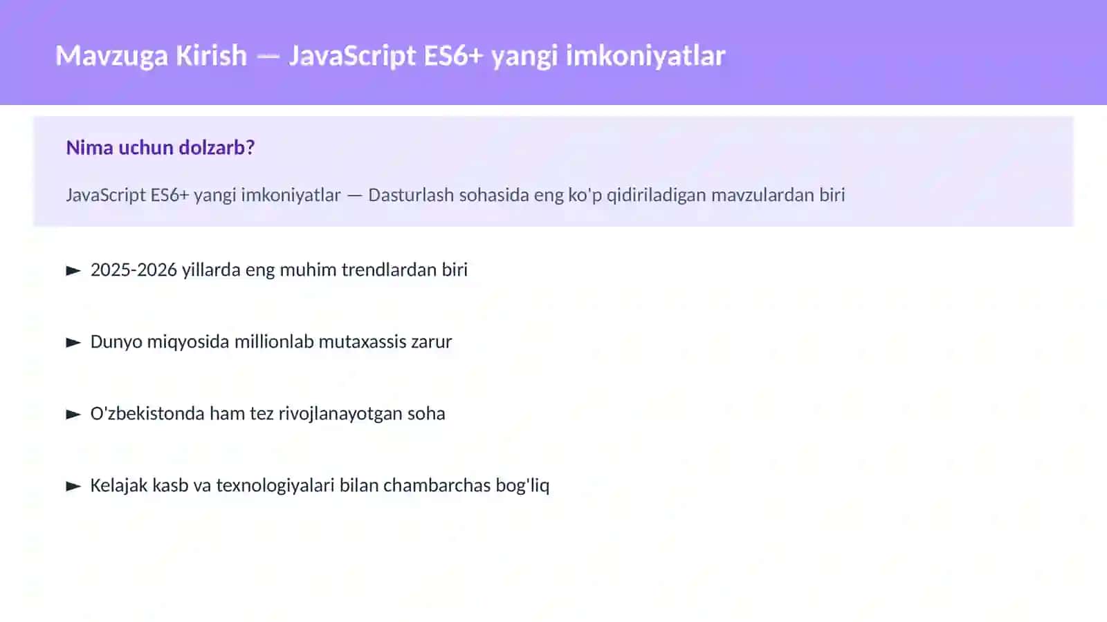 DASTURLASH | JAVASCRIPT VA WEB 2