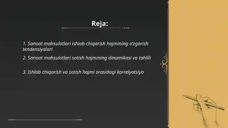 Sanoat mahsulotlari ishlab chiqarish va sotish hajmining tahlili 2