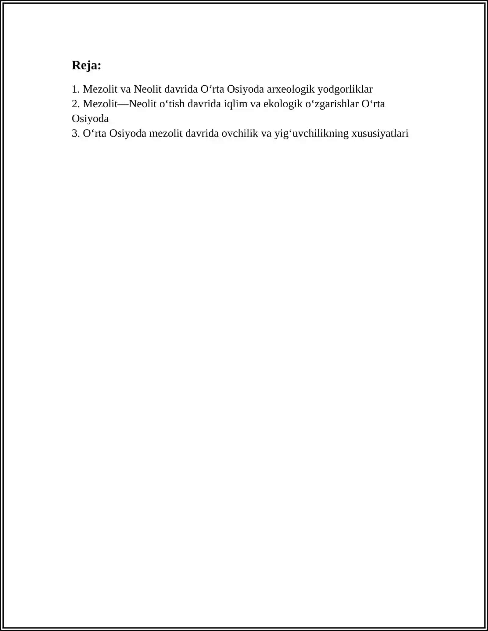 MEZOLIT VA NEOLIT DAVRIDA ÖRTA OSIYO 2