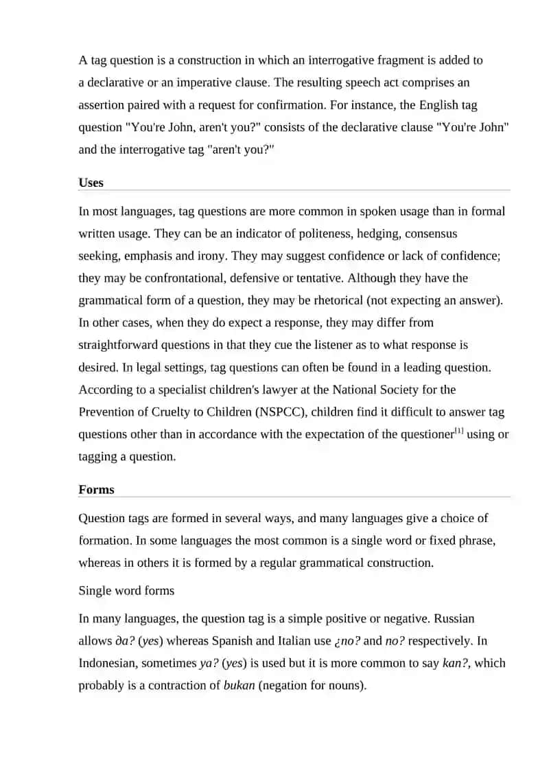 Tag questions 2