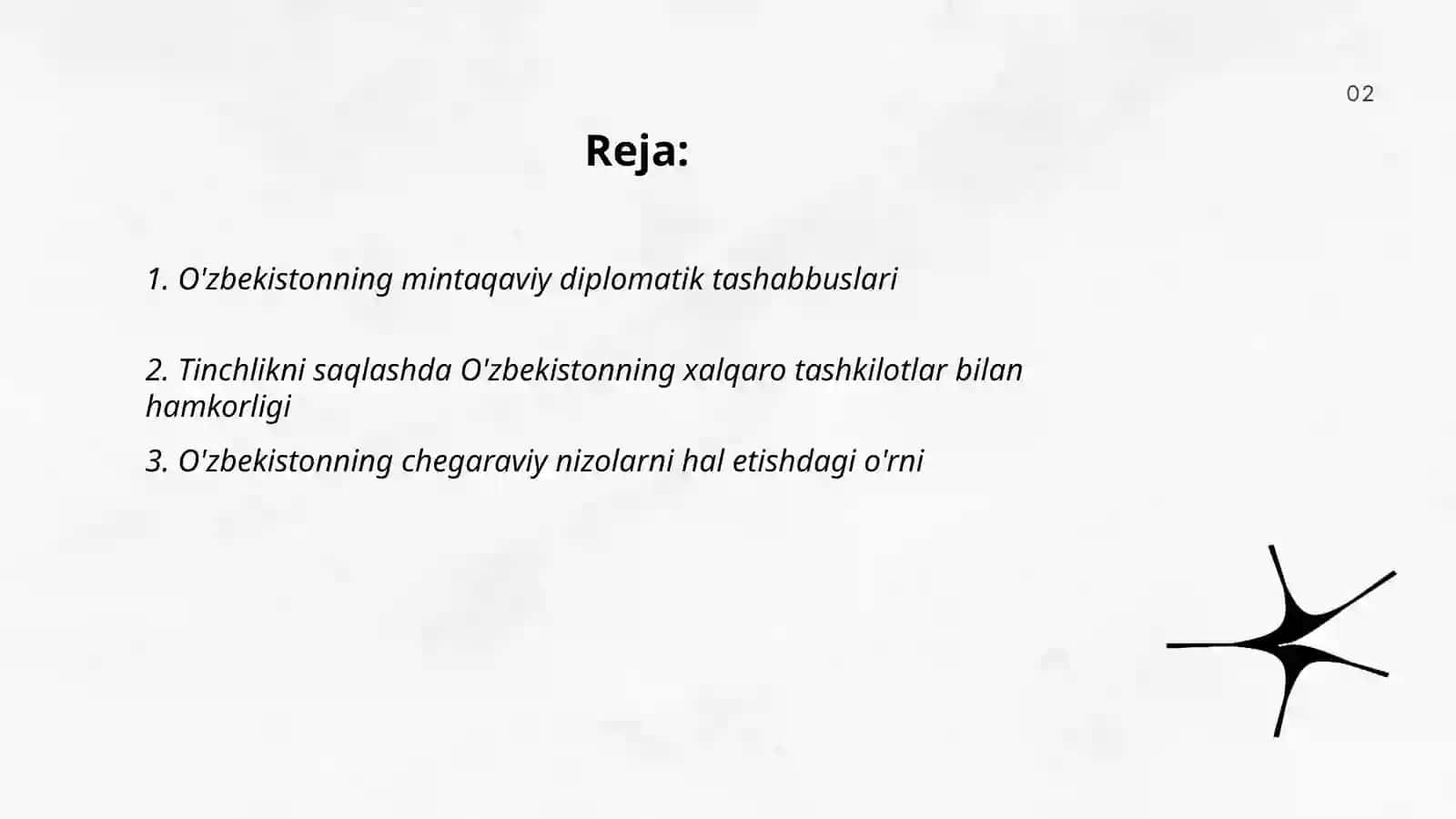 O'zbekistonning Markaziy Osiyoda tinchlik va barqarorlikni ta'minlashdagi o'rni 2