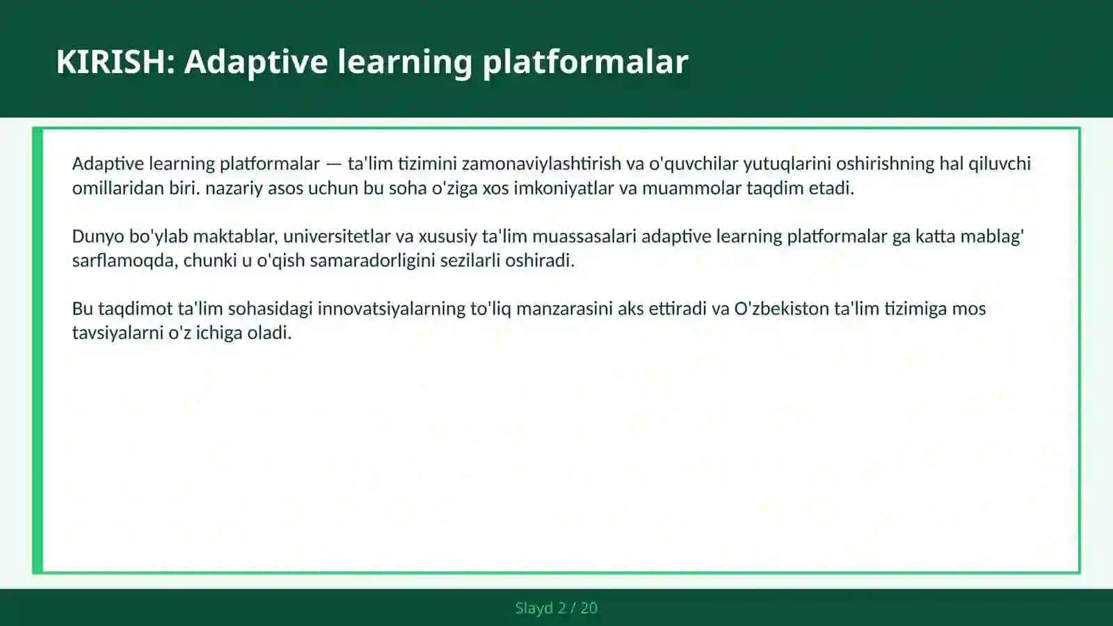 Adaptive learning platformalar 2