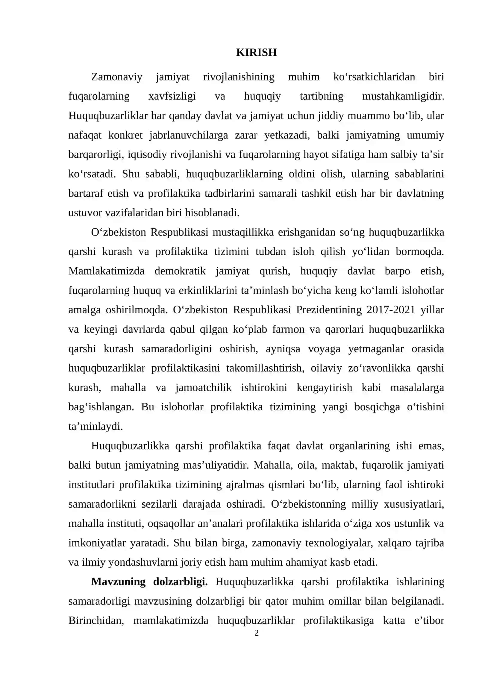 BOB. HUQUQBUZARLIKKA QARSHI PROFILAKTIKA ISHLARINING OʻZIGA XOS XUSUSIYATLARI 2