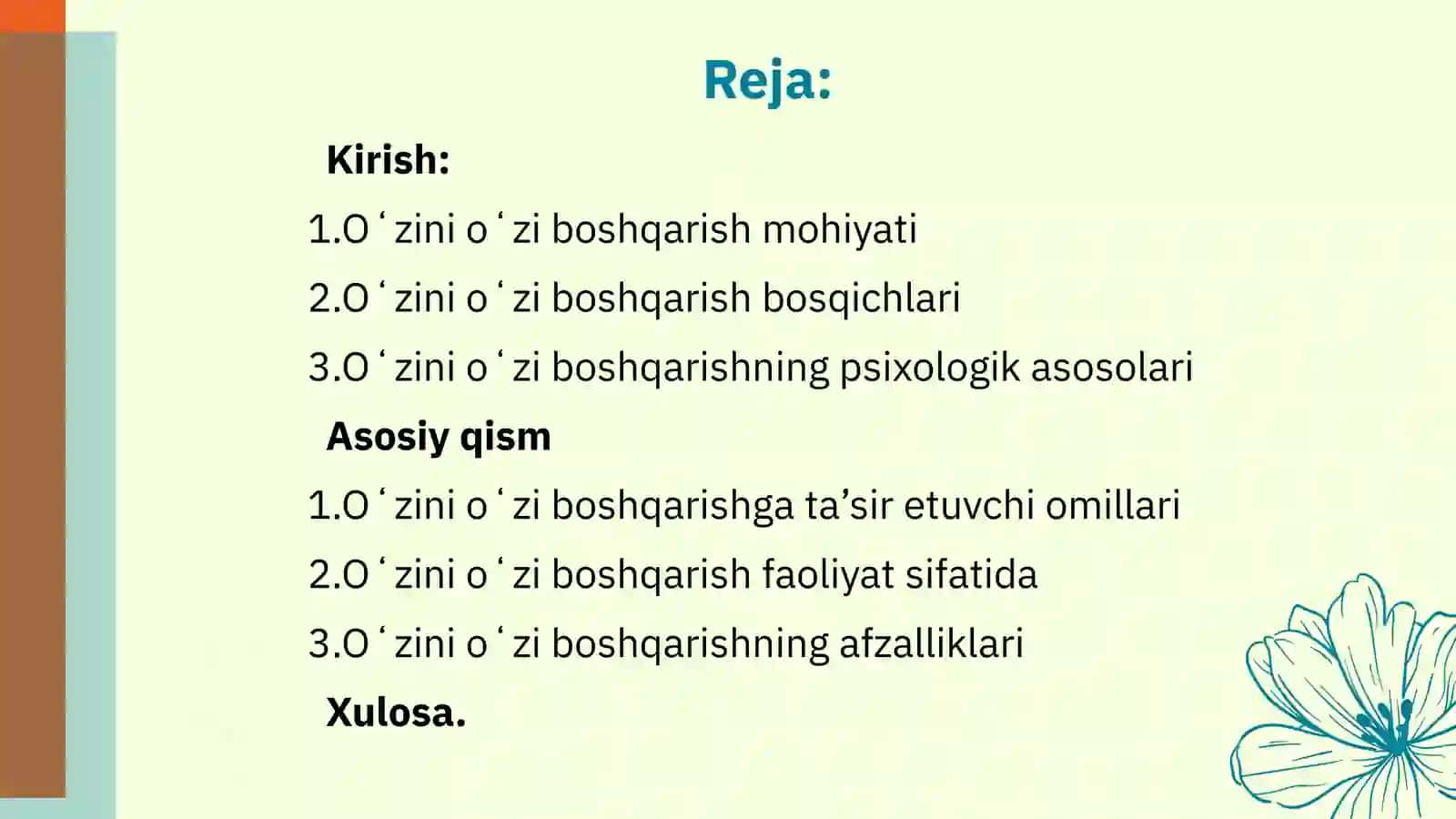 Oʻzini oʻzi boshqarish - faoliyat sifatida 2