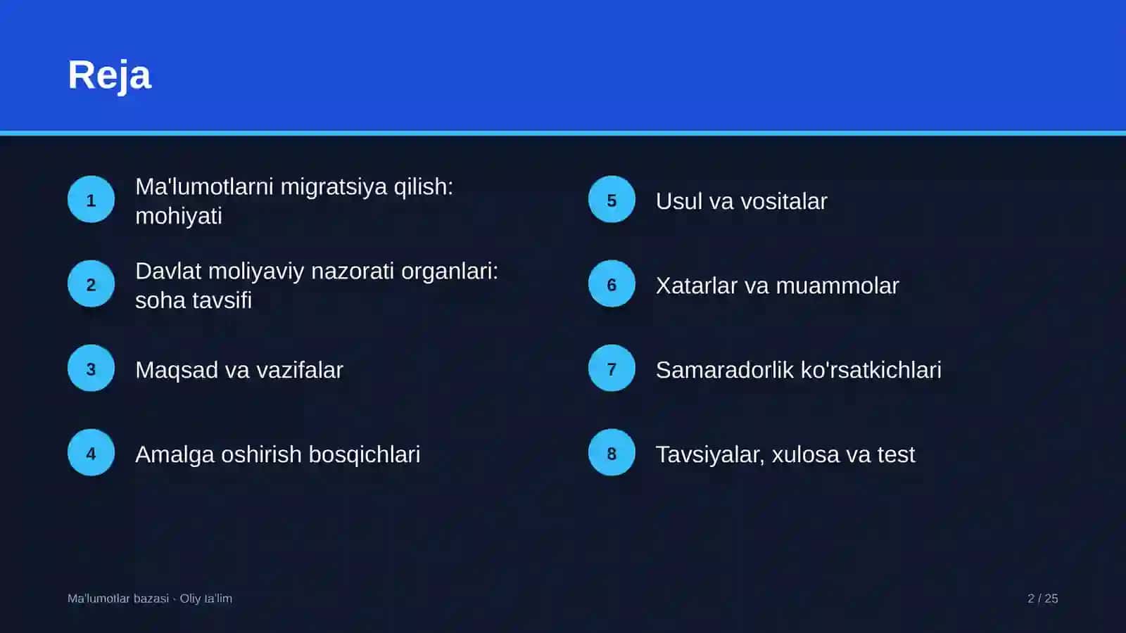 Davlat moliyaviy nazorati organlarida ma'lumotlarni migratsiya qilish 2