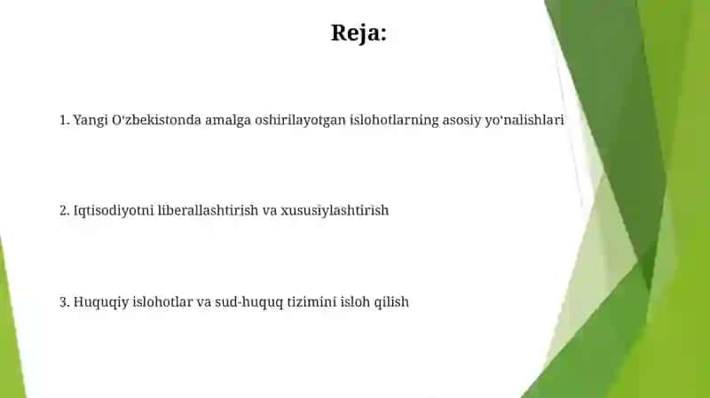 Yangi Oʻzbekistonda amalga oshirilayotgan islohotlar 2