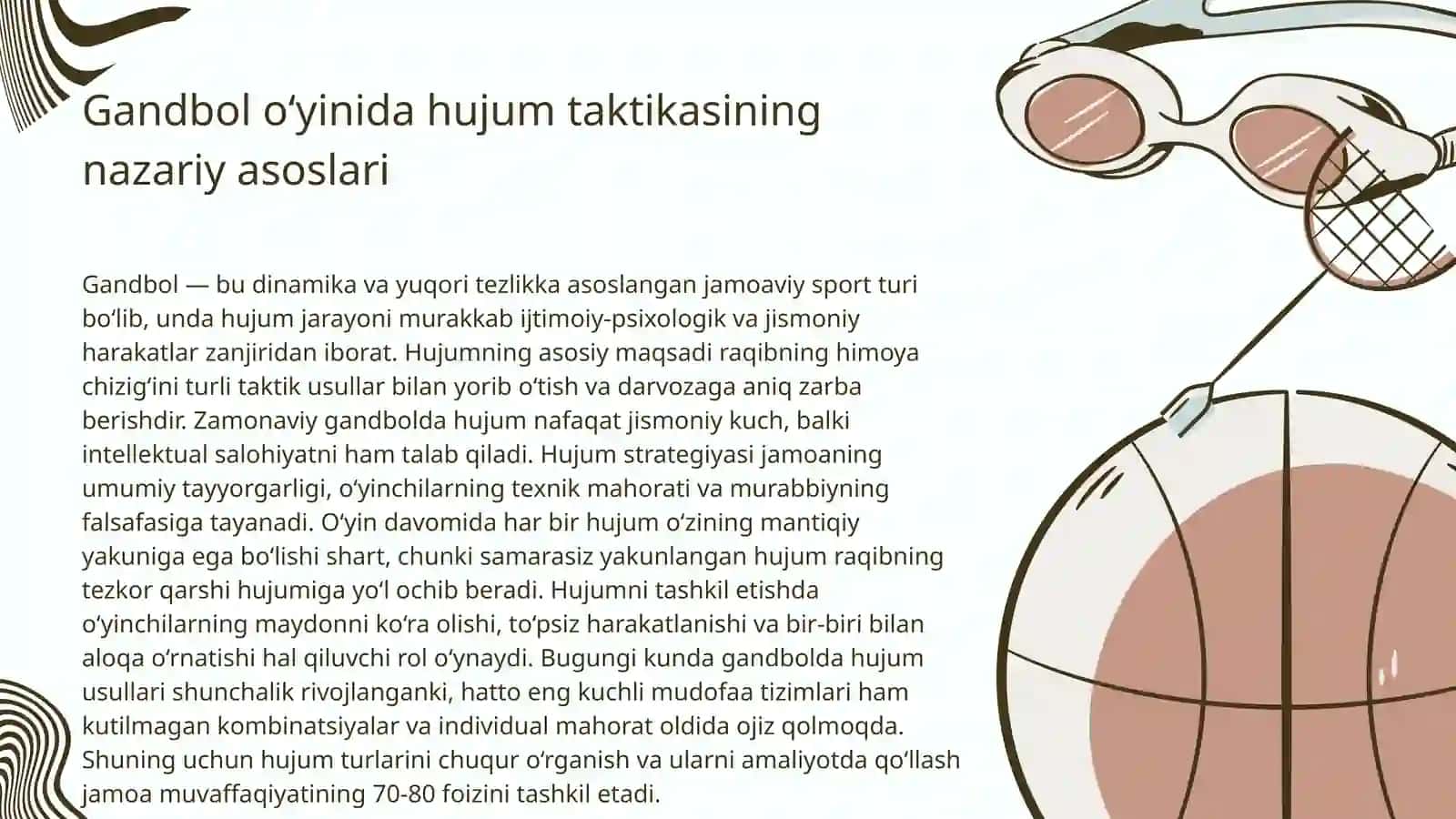 Gandbol o‘yinida raqibga qarshi hujum qilish usullari va taktik sxemalari 2