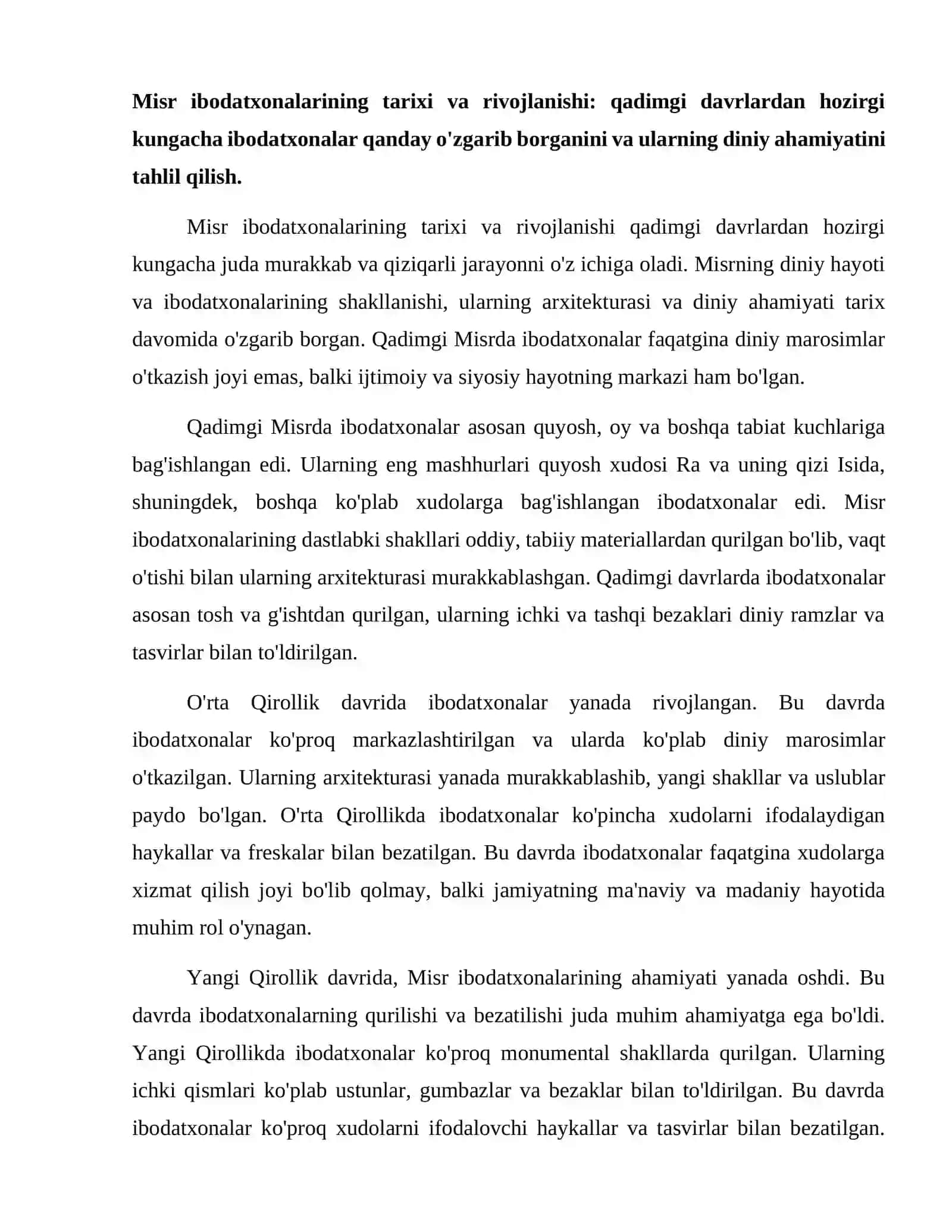 Misr memorchiligidagi ibodatxonalar turlari va shakllari 2