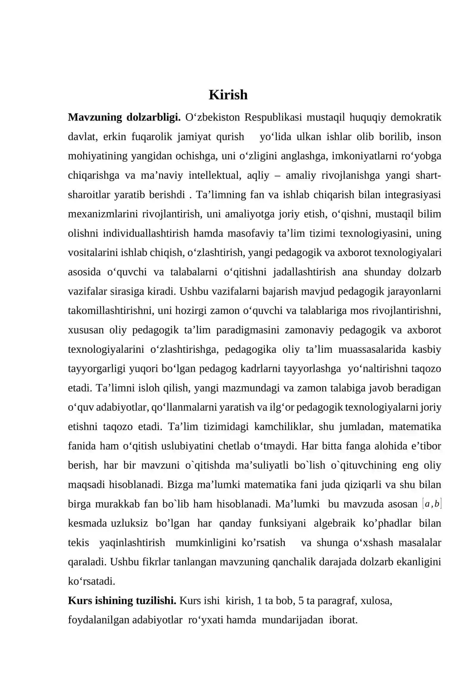 Ko’phadlar bilan tekis yaqinlashish 2